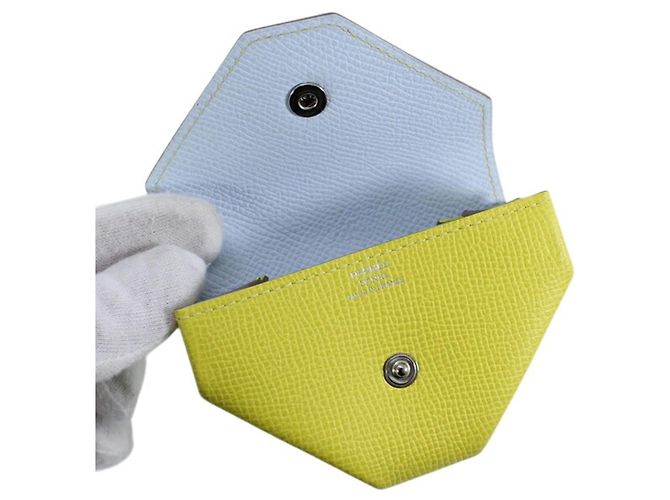 Hermès Monedero HERMES en piel Epsom Lime Dorado - vista 6