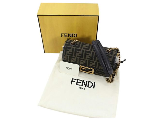 Borsa a tracolla Fendi Zucca Baguette Chain Medium Marrone - vista 14