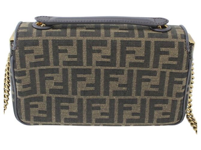 Borsa a tracolla Fendi Zucca Baguette Chain Medium Marrone - vista 3