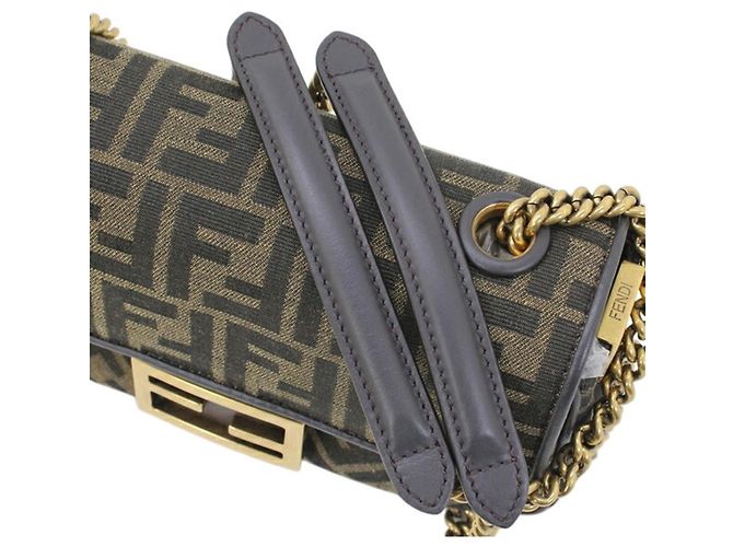 Borsa a tracolla Fendi Zucca Baguette Chain Medium Marrone - vista 4
