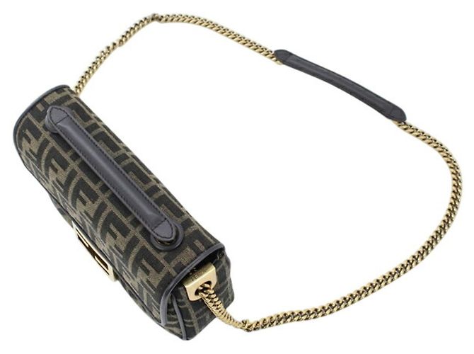 Borsa a tracolla Fendi Zucca Baguette Chain Medium Marrone - vista 5