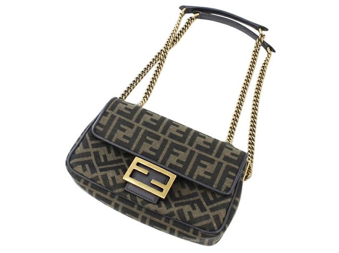 Borsa a tracolla Fendi Zucca Baguette Chain Medium Marrone - vista 6