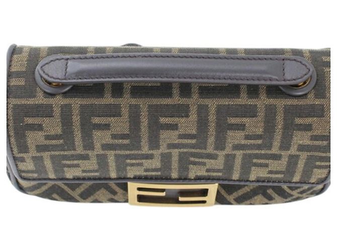 Borsa a tracolla Fendi Zucca Baguette Chain Medium Marrone - vista 7