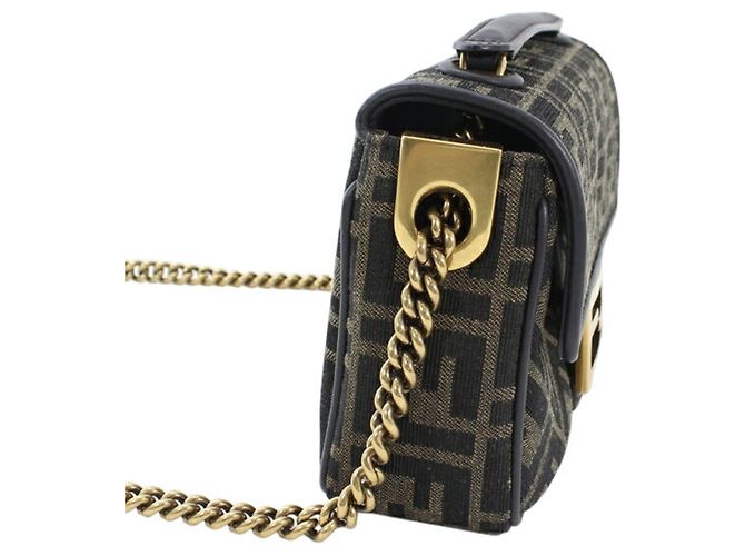Borsa a tracolla Fendi Zucca Baguette Chain Medium Marrone - vista 9
