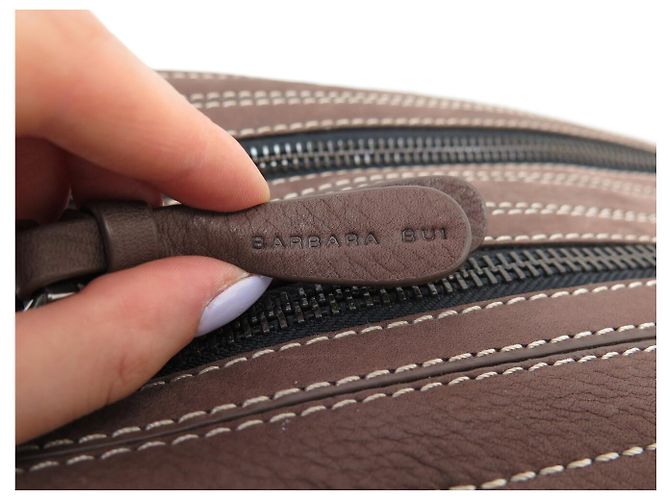 NUOVA BORSA A MANO BARBARA BUI WEEKEND PELLE SCAMOSCIATA MARRONE - vista 11