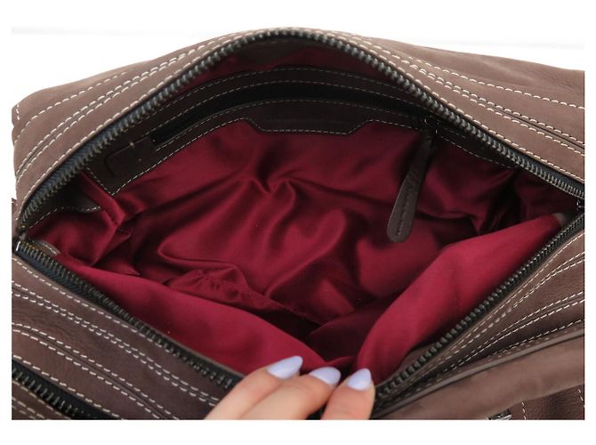 NUOVA BORSA A MANO BARBARA BUI WEEKEND PELLE SCAMOSCIATA MARRONE - vista 13