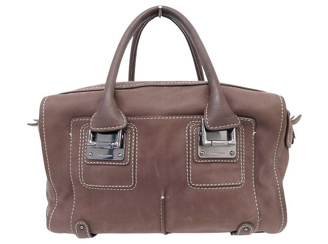 NUOVA BORSA A MANO BARBARA BUI WEEKEND PELLE SCAMOSCIATA MARRONE - vista 2