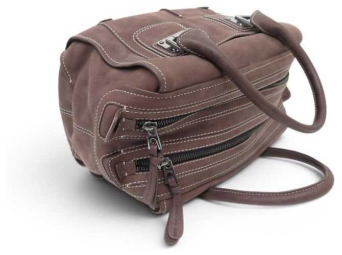 NUOVA BORSA A MANO BARBARA BUI WEEKEND PELLE SCAMOSCIATA MARRONE - vista 4