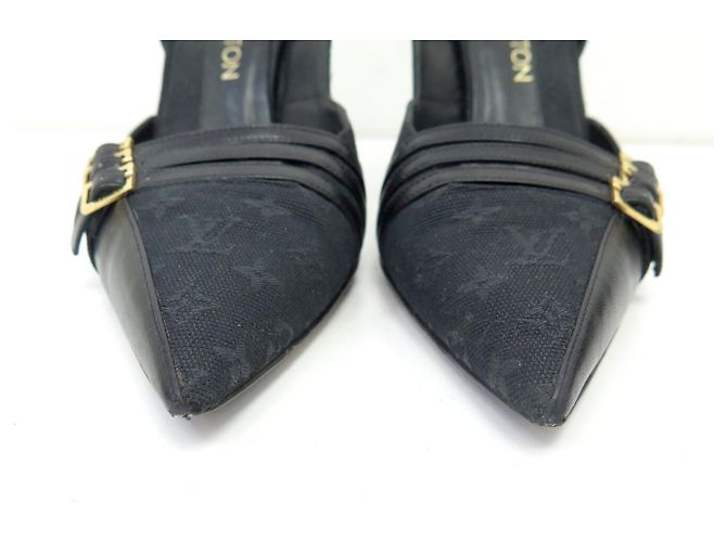 SCARPE LOUIS VUITTON CATHERINE MONOGRAM MINI LIN 39 SLINGBACKS Nero - vista 4