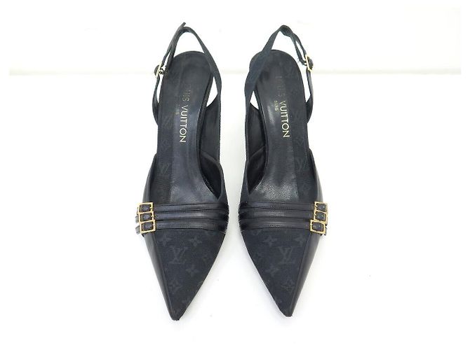 SCARPE LOUIS VUITTON CATHERINE MONOGRAM MINI LIN 39 SLINGBACKS Nero - vista 6