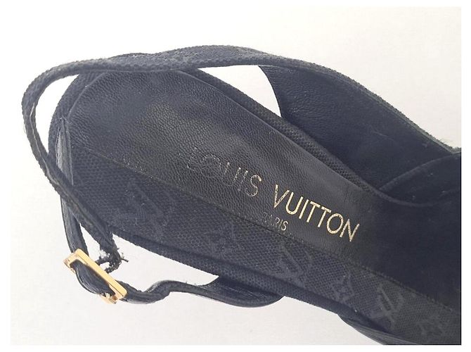SCARPE LOUIS VUITTON CATHERINE MONOGRAM MINI LIN 39 SLINGBACKS Nero - vista 7