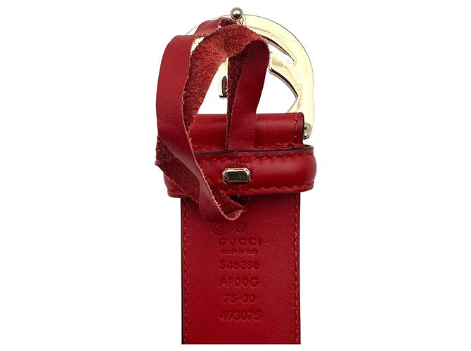 Gucci Ledergürtel mit Interlocking-Schnalle Rot - Ansicht 3
