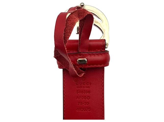 Gucci Ledergürtel mit Interlocking-Schnalle Rot - Ansicht 4