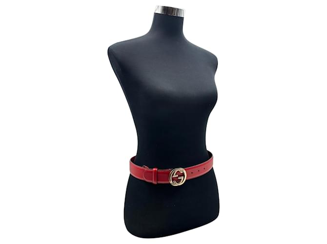 Gucci Ledergürtel mit Interlocking-Schnalle Rot - Ansicht 6