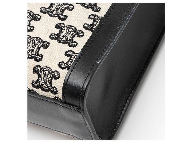 Céline Celine Triomphe Canvas Vertikaler Small Tote Cabas Schwarz - Ansicht 10