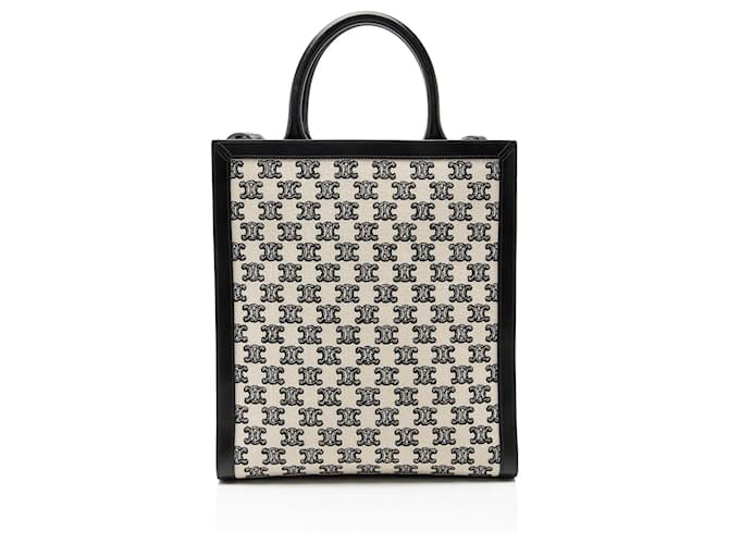 Céline Celine Triomphe Canvas Vertikaler Small Tote Cabas Schwarz - Ansicht 3