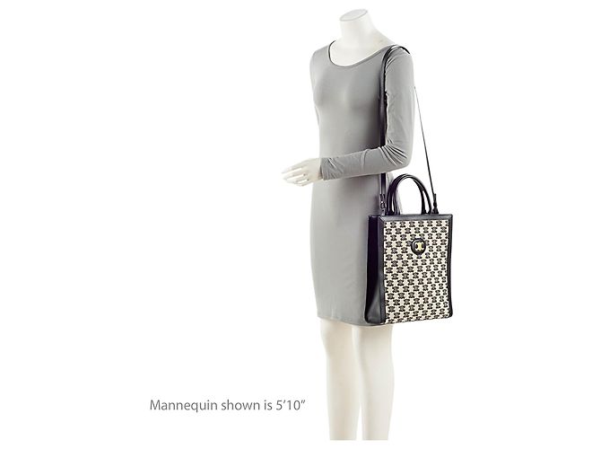 Céline Celine Triomphe Canvas Vertikaler Small Tote Cabas Schwarz - Ansicht 5