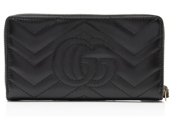 Portafoglio con zip Gucci Matelasse Leather GG Marmont Nero - vista 3