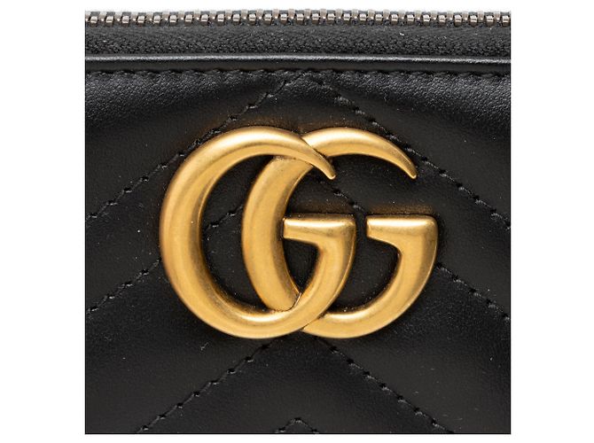 Portafoglio con zip Gucci Matelasse Leather GG Marmont Nero - vista 7