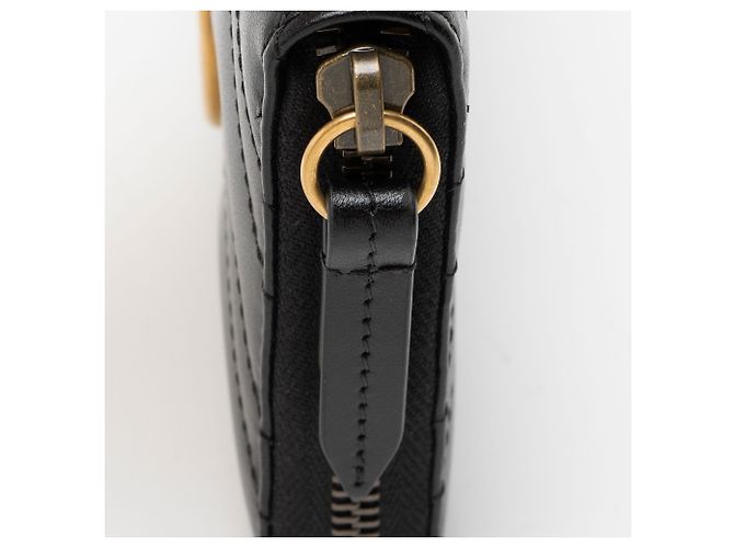 Portafoglio con zip Gucci Matelasse Leather GG Marmont Nero - vista 8