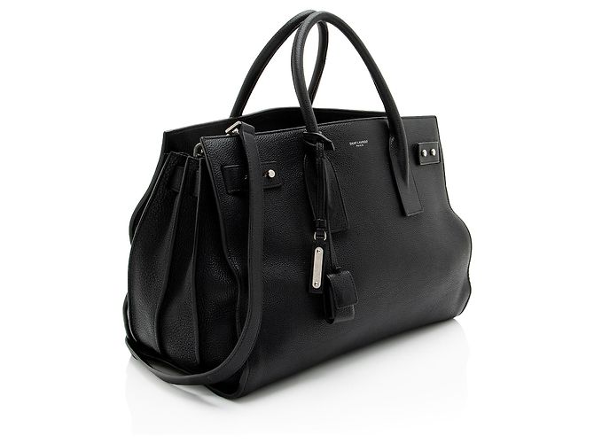 Saint Laurent Grained Calfskin Sac De Jour Supple Medium Tote Schwarz - Ansicht 2