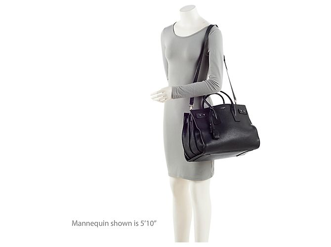 Saint Laurent Grained Calfskin Sac De Jour Supple Medium Tote Schwarz - Ansicht 5