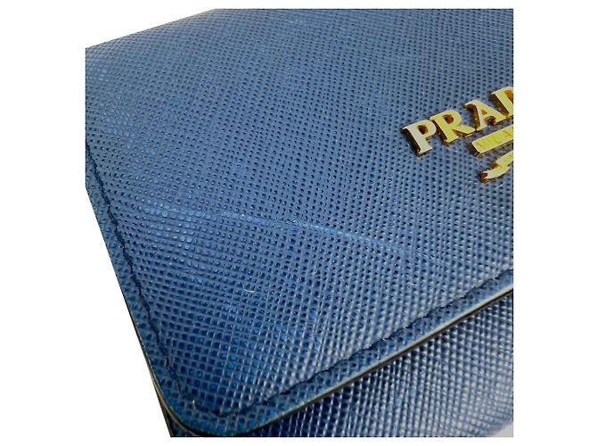 Prada Saffiano Leder Kartenetui Blau - Ansicht 5