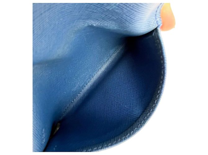 Prada Saffiano Leder Kartenetui Blau - Ansicht 8