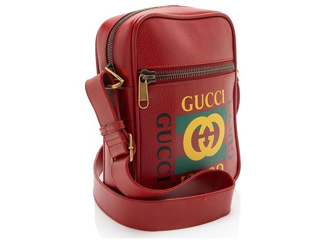 Messenger in pelle con logo Gucci Rosso - vista 2