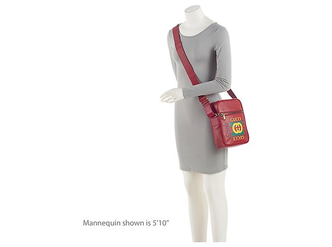 Messenger in pelle con logo Gucci Rosso - vista 5