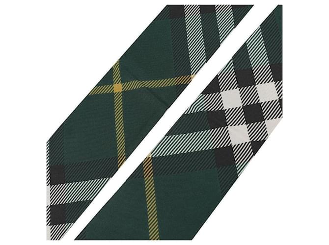 Burberry Sciarpa in seta Skinny Check Verde - vista 5
