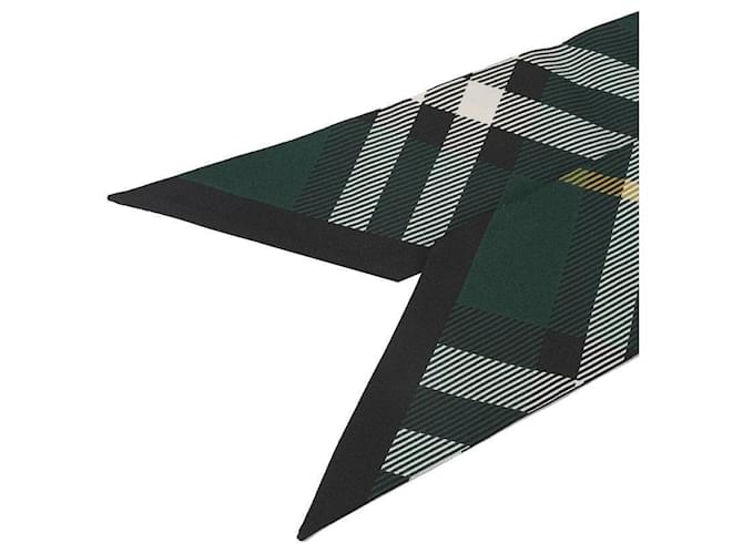 Burberry Sciarpa in seta Skinny Check Verde - vista 6