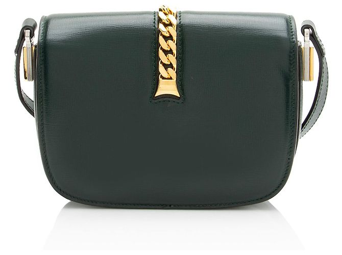 Borsa a tracolla mini Sylvie 1969 in pelle Gucci Verde - vista 3