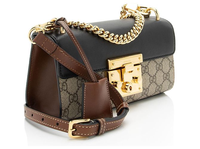 Mini borsa a tracolla Gucci GG Supreme Padlock Marrone Beige - vista 2