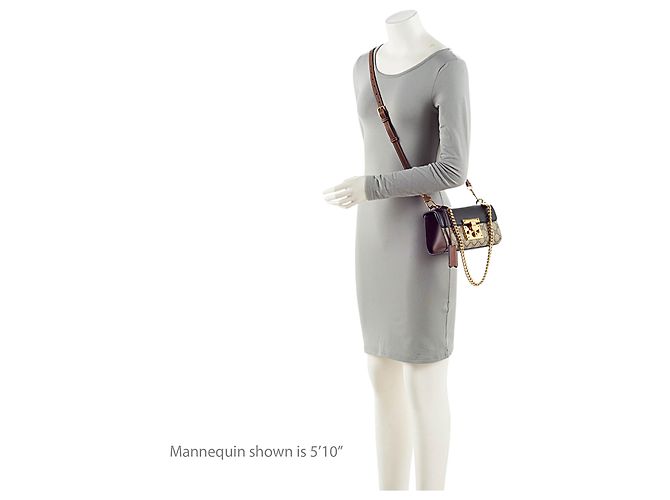 Mini borsa a tracolla Gucci GG Supreme Padlock Marrone Beige - vista 5