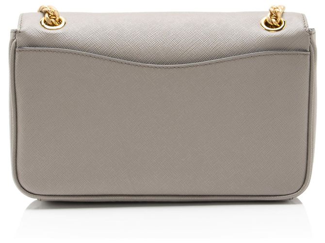 Borsa a tracolla con patta in Saffiano Prada Grigio - vista 3