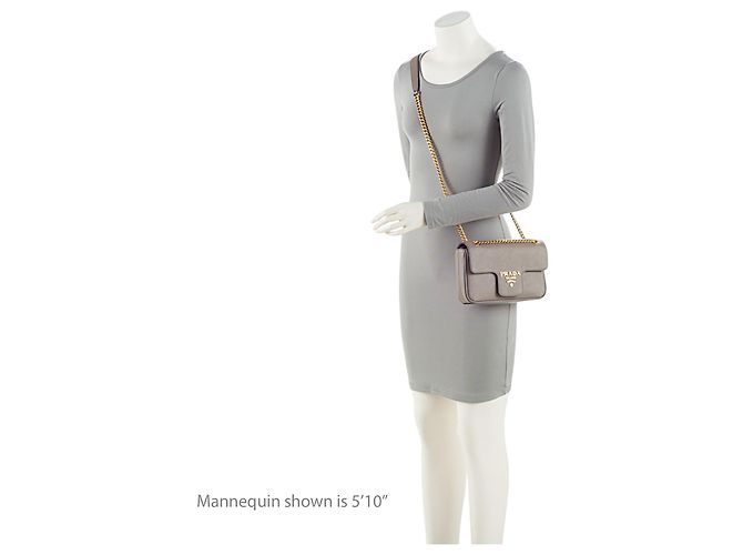 Borsa a tracolla con patta in Saffiano Prada Grigio - vista 5