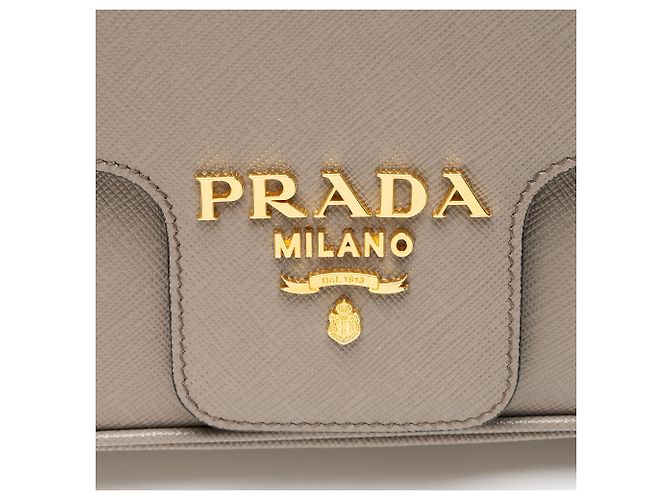 Borsa a tracolla con patta in Saffiano Prada Grigio - vista 8