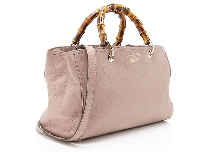 Bamboo Bolsa Shopper Medium de couro com alça de bambu Gucci Rosa - vista 2