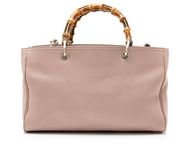 Bamboo Bolsa Shopper Medium de couro com alça de bambu Gucci Rosa - vista 3