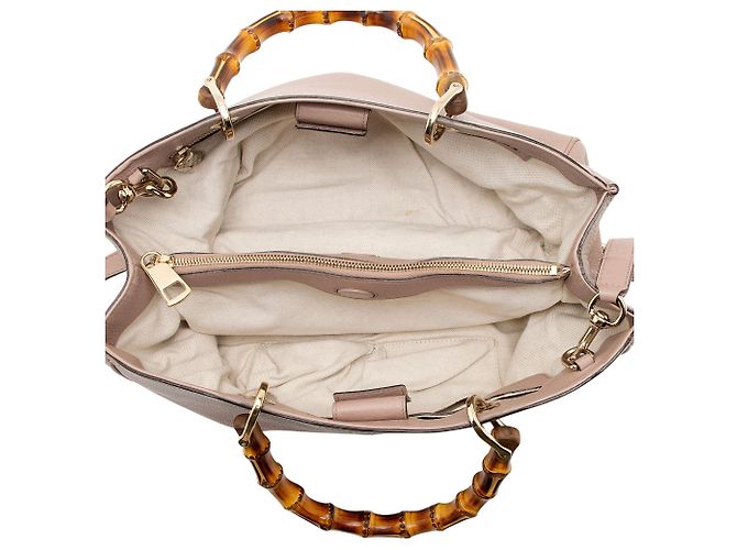 Bamboo Bolsa Shopper Medium de couro com alça de bambu Gucci Rosa - vista 7
