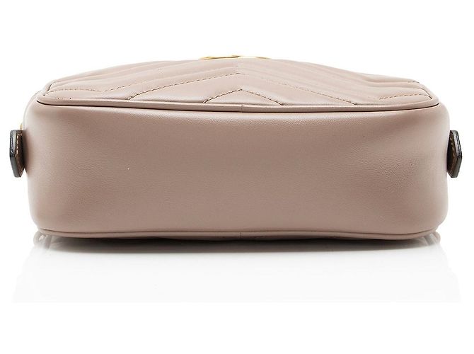 Borsa a tracolla mini Gucci Matelasse Leather GG Marmont Marrone Beige - vista 4