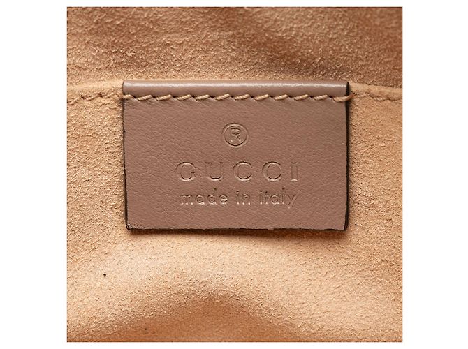 Borsa a tracolla mini Gucci Matelasse Leather GG Marmont Marrone Beige - vista 8