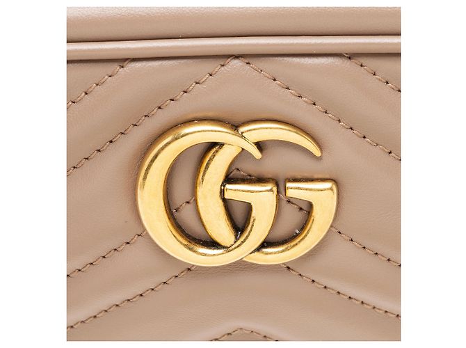 Borsa a tracolla mini Gucci Matelasse Leather GG Marmont Marrone Beige - vista 9