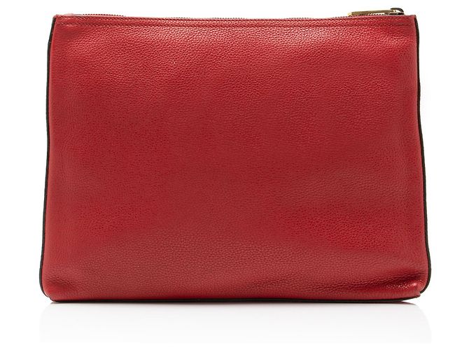 Pochette in pelle con logo Gucci e zip Rosso - vista 3