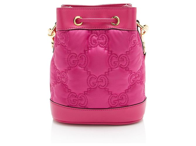Borsa a secchiello Gucci Jumbo GG Matelasse in pelle Rosa - vista 3