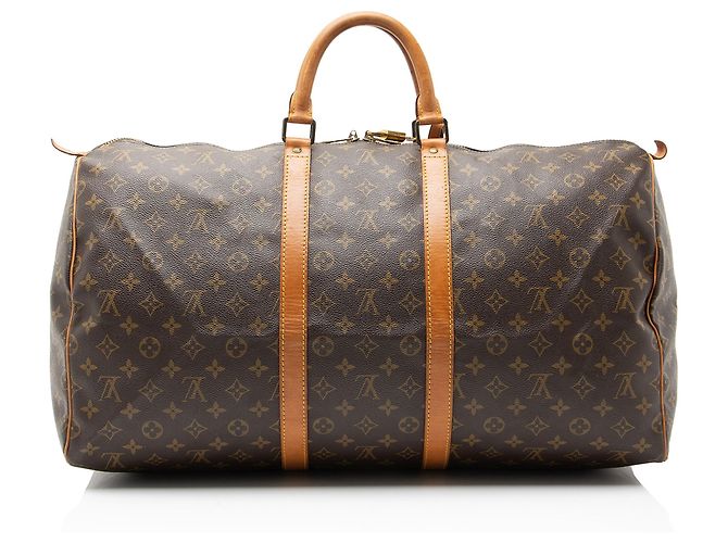 Louis Vuitton Vintage Monogram Canvas Keepall 55 Duffle Marrone - vista 3