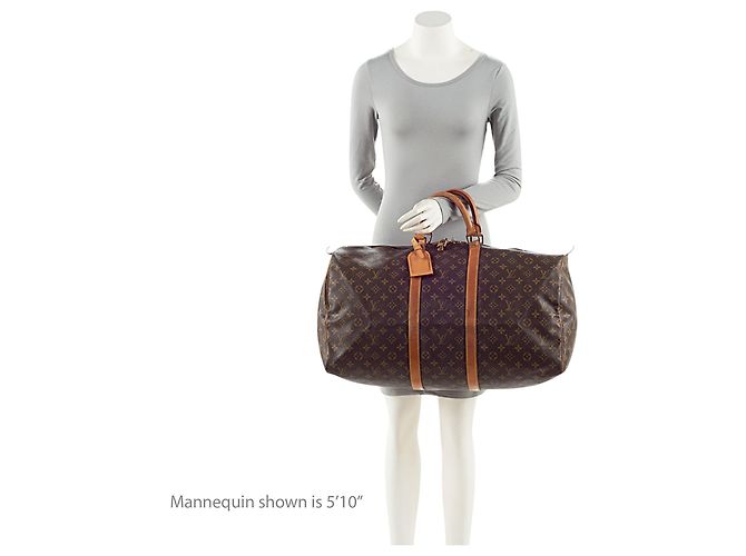 Louis Vuitton Vintage Monogram Canvas Keepall 55 Duffle Marrone - vista 5