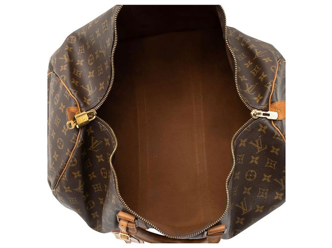 Louis Vuitton Vintage Monogram Canvas Keepall 55 Duffle Marrone - vista 7