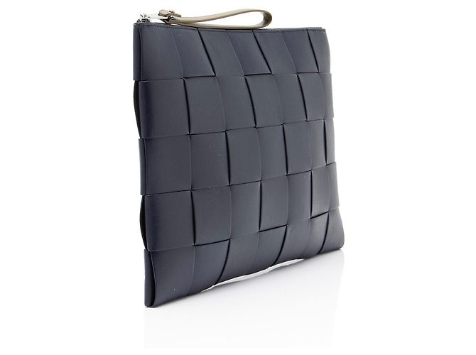 Pochette plate Maxi Intrecciato Cassette Bottega Veneta Bleu - vue 2